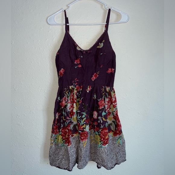 Fire Los Angeles Size M Medium Maroon floral dress - Picture 1 of 9